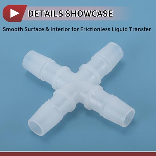 Plastic Hose Barb Fitting 7/16" OD Barb Cross 4 Way Pipe Connector Clear 10 Pcs - size: 7/16"OD