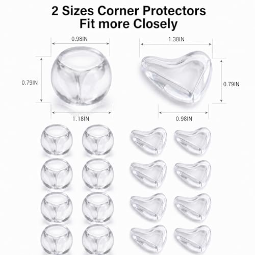 16 Pack Clear Baby Corner Protectors – Teardrop-Shaped & Spherical Furniture Edge Guards for Baby Proofing – Soft PVC Table Corner Covers for Safety on Tables, Cabinets – Childproof Bumpers for Home - color: 8 Teardrop-shaped + 8 Spherical