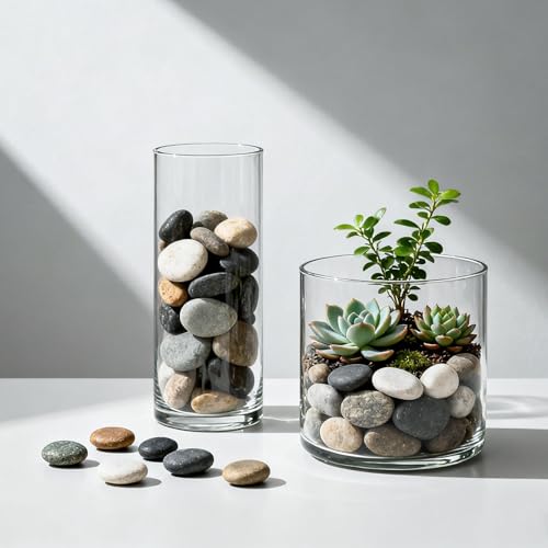onlyfire Natural Polished Pebbles, 1.5-2 Inch Decorative Mixed Color Stones Aquarium Gravel River Rocks for Vase, Succulents, Landscaping and Home Decor (5-lb Bag) - size: 5 Pounds