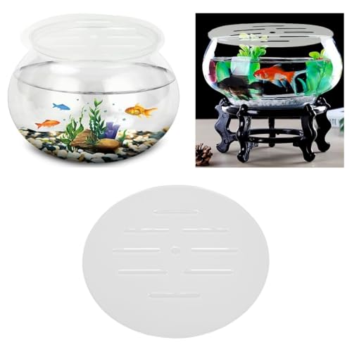 Acrylic Aquarum Anti Jumping Lid Cover with Hole,2PCS Round Aquarium Cover Lid Clear Acrylic 7.5 Inch Aquarium Fish Tank Anti Jump Lid for Turtles Reptiles Shrimps