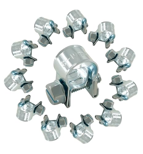 12pcs Gas Line Clamp(8-10mm), Zinc Plated Mini Fuel Hose Clamp Adjustable Tube Clamp for Pipe Fuel Line - size: 8-10mm