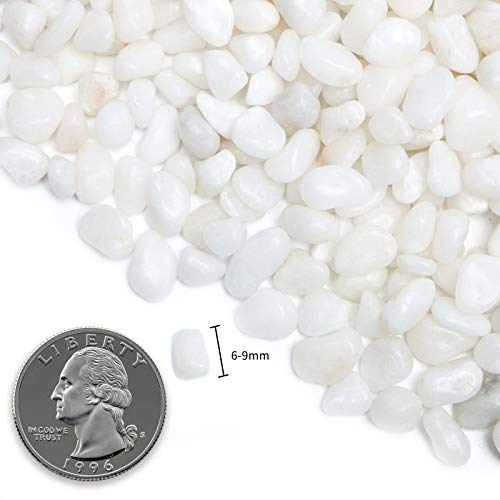Natural Polished Decorative White Pebbles - 2 LB Small Stones 3/8" Gravel Size,River Rocks Pebbles for Plants, Home DIY Decor,Aquarium Gravel,Vase Fillers,Fairy Garden,Landscaping Outdoor Stones - color: White, size: 2 LB