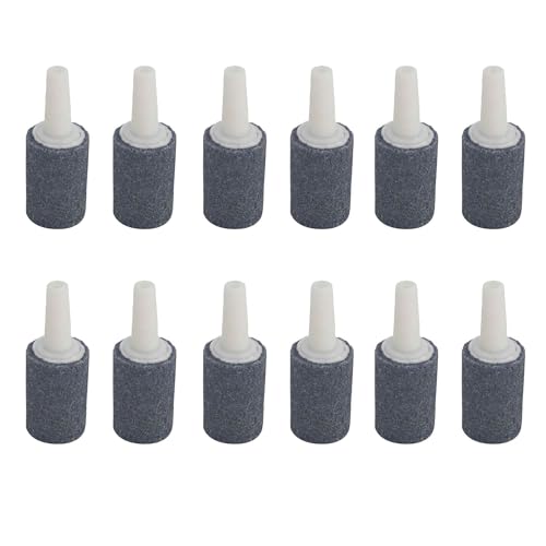 12PCS 0.6 Inch Aquarium Air Stones, Cylinder Bubble Diffuser for Fish Tank Air Pump, Aerator Accessories for Aquariums, Hydroponics and Ponds