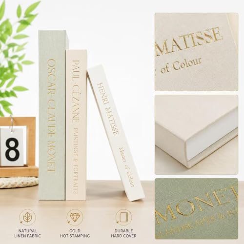 Decorative Books for Home Decor,Set of 3 Aesthetic Faux Books with Storage Box,Linen Fake Books for Coffee Table,Bookshelf & Mantle Decor,Modern Decorative Book Set (Sage) - color: Mint Green