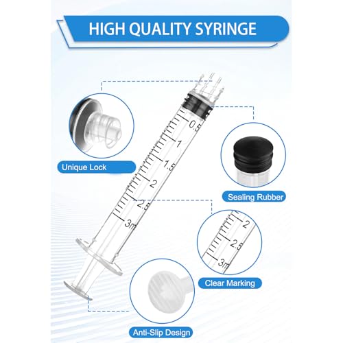 Luer Lock Syringe 3ml - Sterile Disposable Syringes without Needles (10 Pack), Individual Sealed Packaging - size: 3ml
