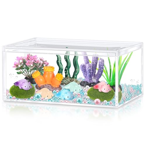 HyDren Axolotl Crafts DIY Tank Glow in The Dark Mini Axolotl Figures Gift for Home Sea Themed Birthday Party Decorations - style: Stylish