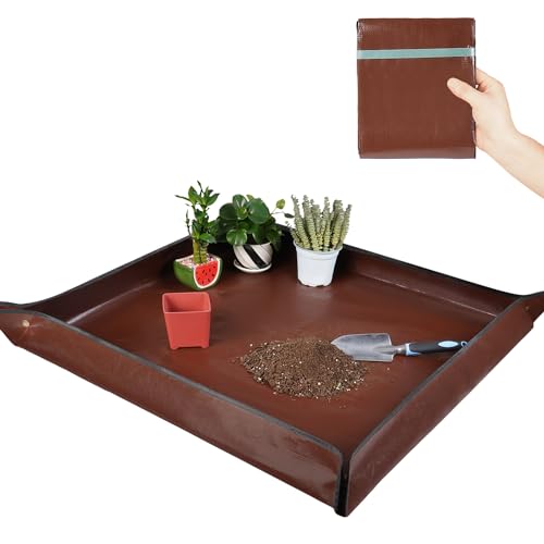 39.5"x 39.5" Extra Large Potting Mat for Indoor Plants Transplanting and Potting Soil Control-Gardening Gifts for Plant Lovers - color: Brown, size: Extra Large 39.5" x 39.5"