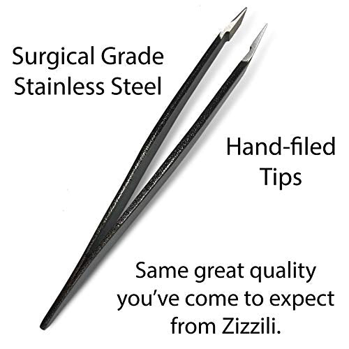 Zizzili Basics Mini Slant Tweezers - Best Tweezers for Eyebrow, Facial Hair Removal and your Precision Needs (Midnight Ombre) - color: Midnight Ombre