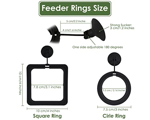Fish Feeding Ring 2 Pieces Aquarium and Tank Floating Rings Food Feeders with Suction Cup(Black)
