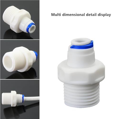 1/2"M to 1/4" Tube Push-Fit Adapter, 5 Pcs | Quick-connect adapter for RO reverse osmosis water filter systems, beverage dispensers & water purifiers. - size: 1/2"MPT to 1/4" QC Straight Adapter
