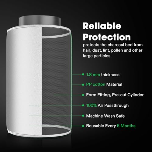 VIVOSUN 8 Inch Prefilter for 8" Carbon Filter, White, 17.72" Long - color: White, size: 8 Inch