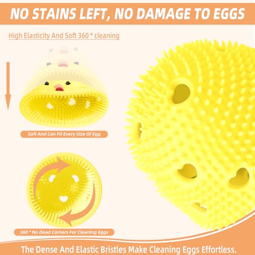 Silicone Egg Brush Cleaner, Egg Washer for Fresh Eggs, Egg Cleaner for Fresh Eggs, Egg Scrubber for Fresh Eggs, Reusable Cleaning Tools for Egg Washer (Yellow) - color: Yellow
