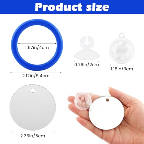 2pcs Bettas Fish Enrichment Toys Ring, with Mirror/Floating Ball, Exercise Floating Mirrors and Training Ring for Fish Tank, Aquarium Feeding Rings Accessories - color: blue