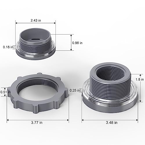 TAISHER 2PCS Black PVC 1-1/2'' Bulkhead Tank Connector Adapter Fitting with Plugs & Gasket for Water Tank, Rain barrels, Aquariums, Bathtubs and Sink - size: 1-1/2"(PVC) with Plugs & Gasket
