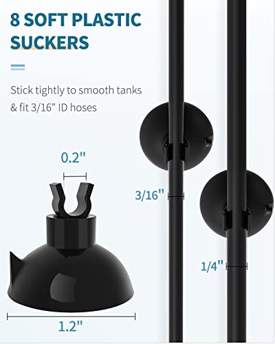 Pawfly Aquarium 25 Feet Black Airline Tubing Standard Air Pump Accessories Set with Air Stone Cylinders Connectors Suction Cups and Check Valves for Fish Tank Aeration Setup