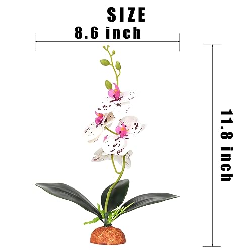 Fake Orchids Artificial Flowers, Reptile Terrarium Decor Plants, Bearded Dragon Tank Accessories fit Crested Gecko Leopard Lizard Chameleon Ball Python Snake Frog - Spotted - color: Spotted