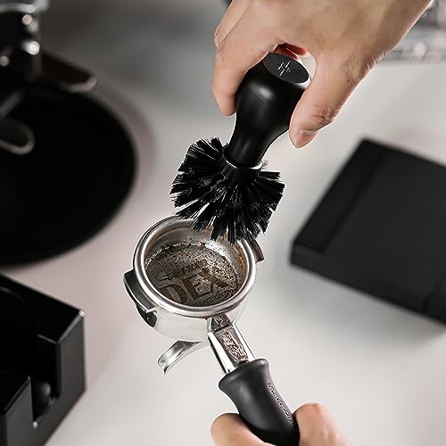 MHW-3BOMBER Coffee Portafilter Brush, Fit for 51/54/58mm Portafilter Basket, ABS Espresso Machine Portafilter Cleaning Brush, Professional Barista Cleaner Tools, Effectively Cleaning, Black B5536-OS - color: Black-51-58mm