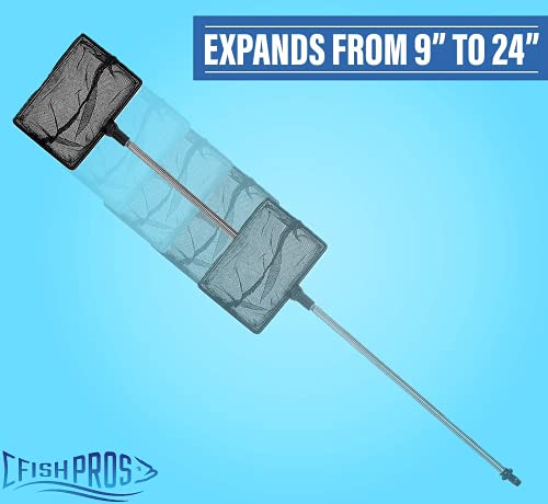 Long Handle Fine Net Fish Tank Net – Retractable 24 inches - size: 6 Inch