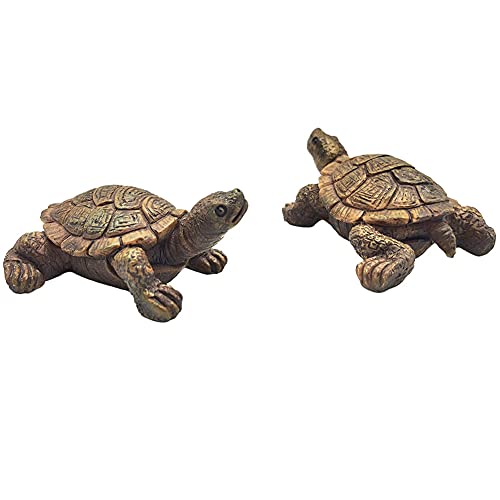 2 Pcs Miniature Turtle Figurines, Fish Tank Decoration Fairy Garden Teutle Landscape Decor Ornament