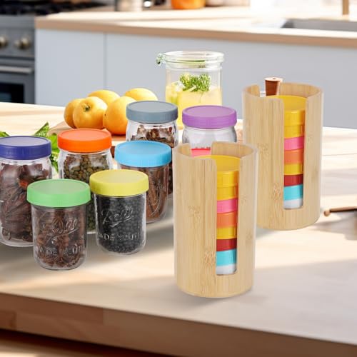 2 PCS Mason Jar Lid Organizer Vertical Mason Jar Lid Storage Bamboo Tumbler Lid Holder Cup Lid Organizer Suitable for Mason Lids/Canning Lids/Bamboo Lids Mason Jar Accessories (2 Wide) - size: 2 Wide