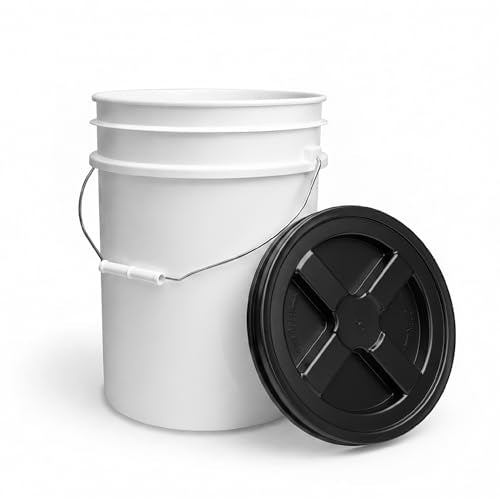 ePackageSupply 5 Gallon Bucket - Food Grade Bucket with Airtight Gamma Seal Screw-On Lid, BPA-Free, Heavy-Duty 90 Mil HDPE Plastic, Bulk Storage, Durable Container, Made in USA, White/Black, 3 Packs - color: White/Black, size: 3 Packs