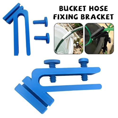 Adjustable Curved Hose Holder Clamp, Heavy Duty Bucket Mount Water Pipe Clip with Double Thumb Screws, Easy Install Aquarium Water Change & Garden Irrigation Hose Fixer (Blue) - color: Blue