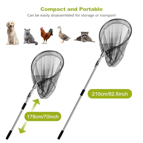 Dog Catch Net Pole, Animal Catching Net, Wildlife Control Tool, Large Fish Landing Net for Chicken Raccoon Duck Goose Bird Skunk Bat Raccoon Guinea Fowl Feral Cat Pigeon Tuna Goat - Heavy Duty