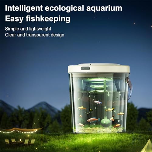 Portable Fish Tank - with Light Quiet Oxygen Circulation Clear Bowl,2000mAh Tiny Fish Tank - for Bait Fishing Kids Indoor Outdoor Sensory Play Reptile