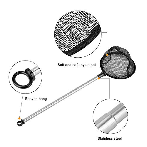 Aquarium Fish Net with Extendable Stainless Steel Long Handle Fine Mesh Net for Fish Tank - size: 3.5+5 inch-2 Pack Bundle