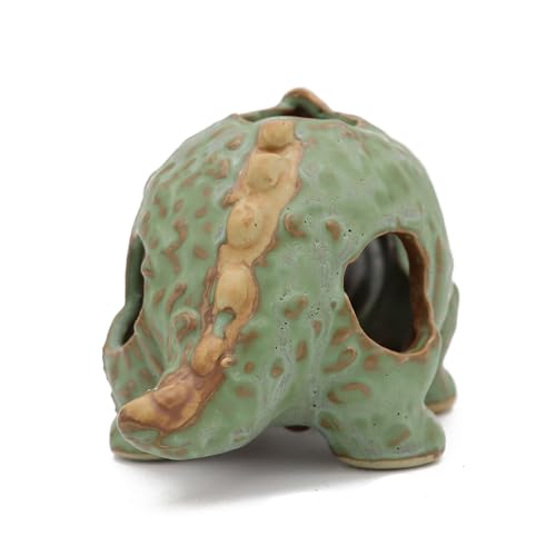 Aquarium Ceramic Decorations Hideout, Cut Ceramic Dinosaurs Cave Rock for Cichlids, Betta Tank Decor