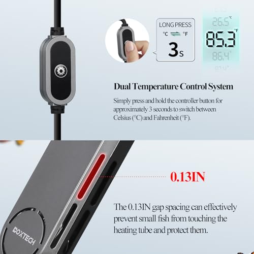 boxtech Small Submersible Aquarium Heater - 100w Fish Tank Heater, Mini Turtle Betta Tanks Heaters with External Adjustable Temperature Controller for 12 to 25 Gallon Tanks - size: 100w for 12 to 25 gallon tank