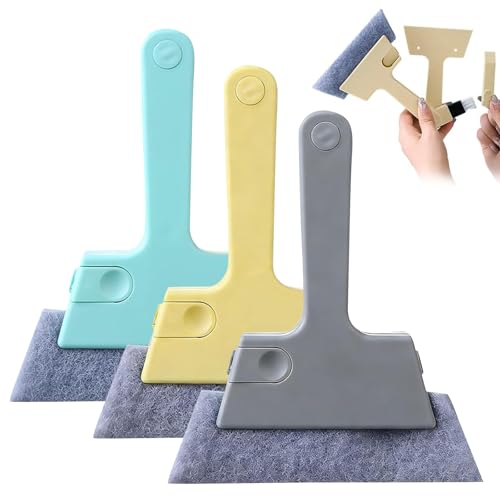 Window Track Cleaner, 4-in-1 Crevice Cleaning Brush (with Bristle Brush, Gap Dustpan, Scraper), Handheld Window Sill Cleaner Tool, Window Track Cleaning Tools for Sliding Door, Home Cleaning (3 Pack)