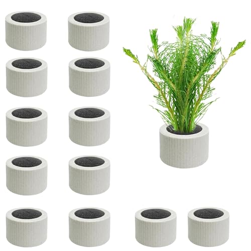12 PCS Aquarium Plant Weights for Fish Tank, Ceramic Ring with Black Sponge, Aquatic Plants Fixed Ring Anti-Floating Aquarium Landscape Decoration