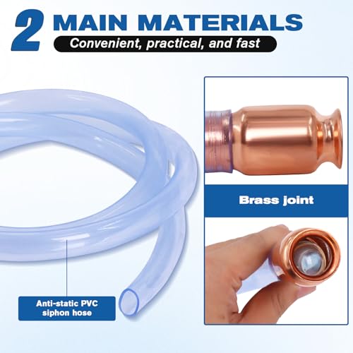 3/4" Siphon Hose, 6FT Shaker Siphon Pump for Gasoline/Gas/Fuel/Water Transfer, Upgrade Multi-Purpose Self Priming Siphon Hose - size: 1