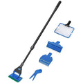 AQUANEAT Aquarium Cleaning Tools, Fish Tank Cleaner Kit with Adjustable Long Handle, 5 in 1 Set Including Fish Net, Algae Scraper