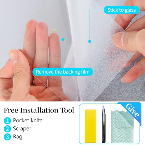 Niviy Frosted Glass Window Film 29.5 x 78.7 Inch Bathroom Window Privacy Film Static Cling Day and Night Home Shower Door Decorative Frosting Cover - color: Pure, size: 29.5"x 78.7"