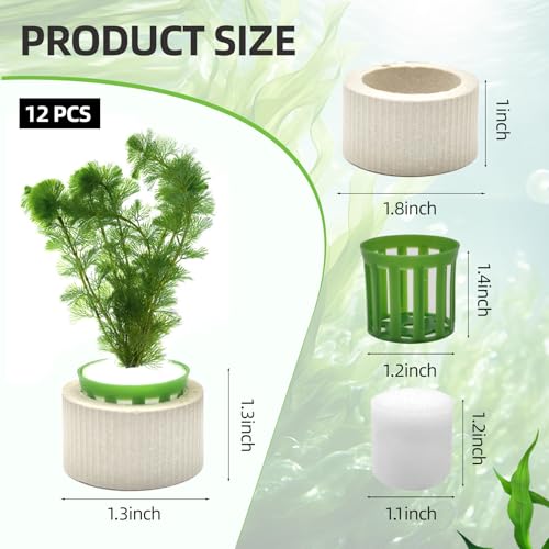 16 Pack Aquarium Plant Weights, Aquatic Plants Fixed Ring Set, Anti-Floating Ceramic Aquarium Plant Rings, Aquarium Landscape Decoration Fish Tank Accessories 1.8 x 1.3 Inch