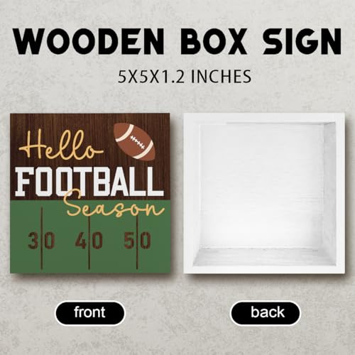 Football Sign Football Season Party Decor Hello Football Season Sign Sports Football Game Decor Rugby Player Gifts for Son Decorations for Home Office Desk 5 X 5 Inch - color: Hello Football Season