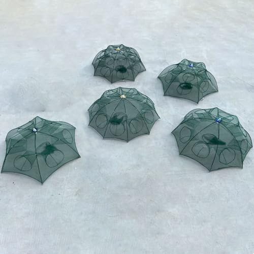 6/8/10/12 Holes Umbrella Fishing Net Cage Shrimp Fish Trap Foldable Fishing Baits Trap Crawfishes Trap Cast Net Cage - size: 8 holes