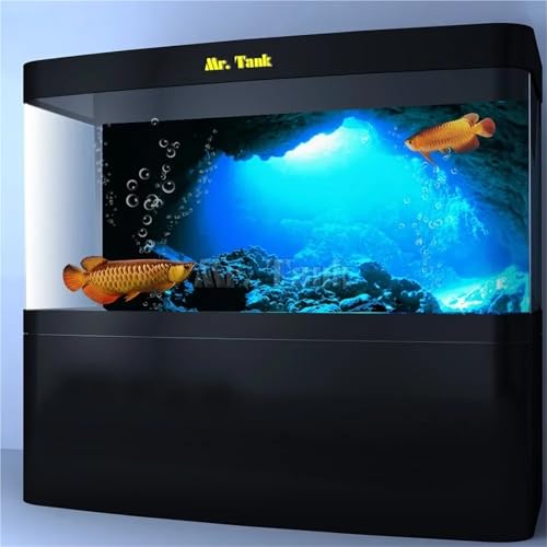 Aquarium Background 3D Effect Aquarium Background Sticker Static Cling Film Fish Tank(48x23 inch)