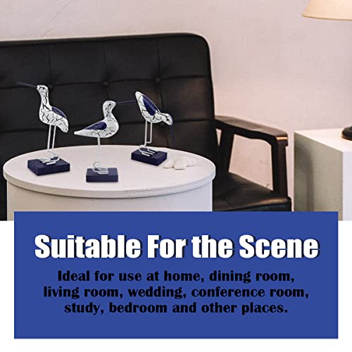 FERCAISH Wooden Seabird Figurine Ornament, New Nautical Style Sea Bird Table Top Ornament for Bedroom, Living Room,Restaurant Decoration, Desktop Decor DIY Craft(3 Pcs)