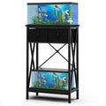 Fish Tank Stand 10 Gallon: Sturdy Aquarium Stand with Accessories Storage - Metal Fish Tank Table for 5-10 Gallon Reptile Breeder Turtle Terrarium - 19.4"X11.5" Weight Capacity 220 lbs