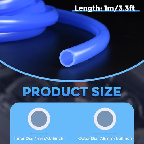 Silicone Tubing,4mm ID x 7.9mm OD Pure Silicon Tube High Temp Silicone Hose [for Home Brewing,Pump Transfer,Aquaponics]-3.3 ft Length/Blue - color: Blue, size: 4mm ID x 7.9mm OD x 1 m
