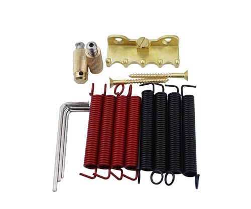 Guyker Guitar Tremolo Bridge String Spacing 10.8MM with Brass Saddle and Brass Block & Bridge Stud, Spring and Claw, Pop-In Vibrato Bar, Complete Install Kit, GG1009 Chrome - color: Chrome, String Space 10.8mm
