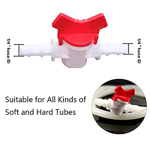 1/4“ Hose Barbed Ball Valve, Drip Irrigation Ball Valve Shut Off Switch for Drip Irrigation and Aquariums (pack of 2) - color: 2pcs, size: 1/4 Inch