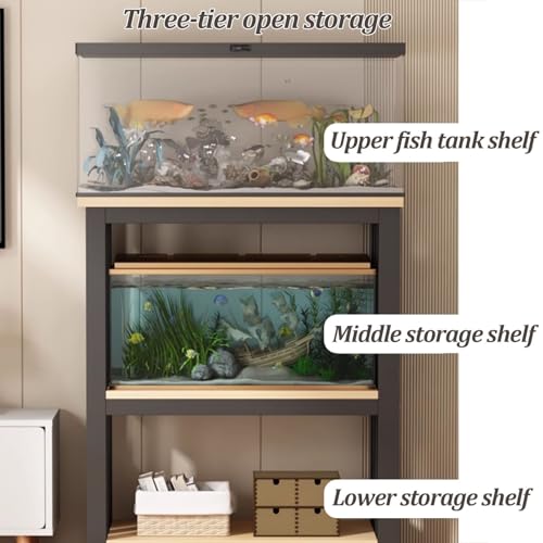 Fish Tank Stand, 3-Tier Aquarium Stand, Adjustable Plant Shelf, Cabinet for Fish Tank Accessories Storage, Terrarium Stands, Storage Shelf for Living Room Office Hotel Lobby(60*45*100cm) - size: 60*45*100cm