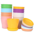 JERIA 16-Pack 4" Plastic Flower Plant Pots Thickened Seedlings Nursery Pots, Colorful Flower Plant Container Seed Starting Pots with Pallet (8 Colors) - color: Multicolor