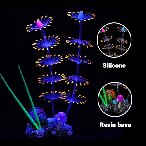 Soft Silicone long Coral Decor with Dynamic Swaying Motion, Weighted Base Aquarium Ornament for Lifelike Reef Aesthetic in Freshwater Saltwater Fish Tank, Safe Shelter for Invertebrates (Orange) - color: Orange