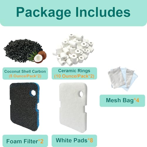 16 Pack Aquarium Filter Media Set Replacement for Penn-Plax Cascade 700 & 1000 Canister Aquarium Filters, Includes Bio Sponge Filters, White Floss Pads, Activated Carbons, Ceramic Rings & Mesh Bags - size: 700 & 1000 Series Media Set