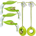 Tree Frog Habitat Toy Plastic Leaf Decorations Tire Swing Habitat Miniature with Suction Cups, Frog Habitat Platform, Frog Tank & Terrarium Decor Accessories, for Reptile Amphibian Crustacean Toy